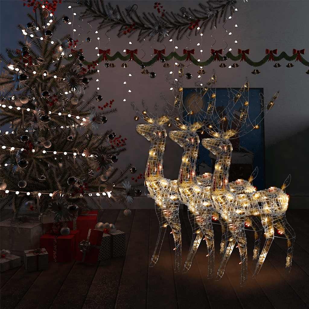 Acrylic Reindeer Christmas Decorations 3 pcs 128cm Multicolour