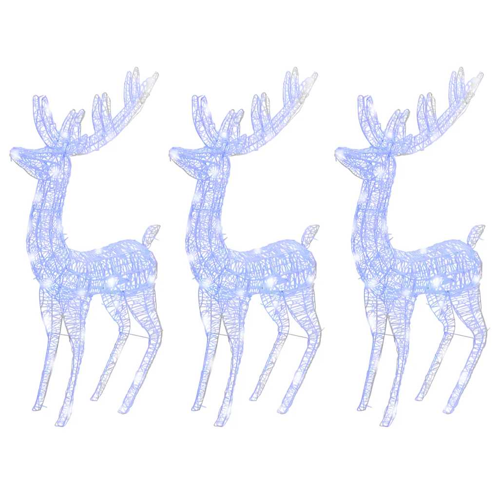 XXL Acrylic Christmas Reindeers 250 LED 3 pcs 180 cm Blue