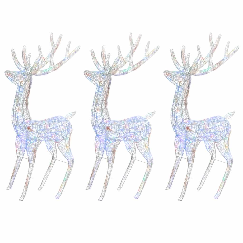 XXL Acrylic Christmas Reindeers 250 LED 3 pcs 180cm Multicolour