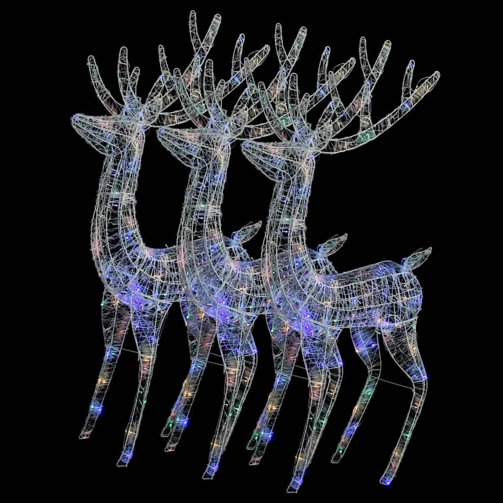 XXL Acrylic Christmas Reindeers 250 LED 3 pcs 180cm Multicolour