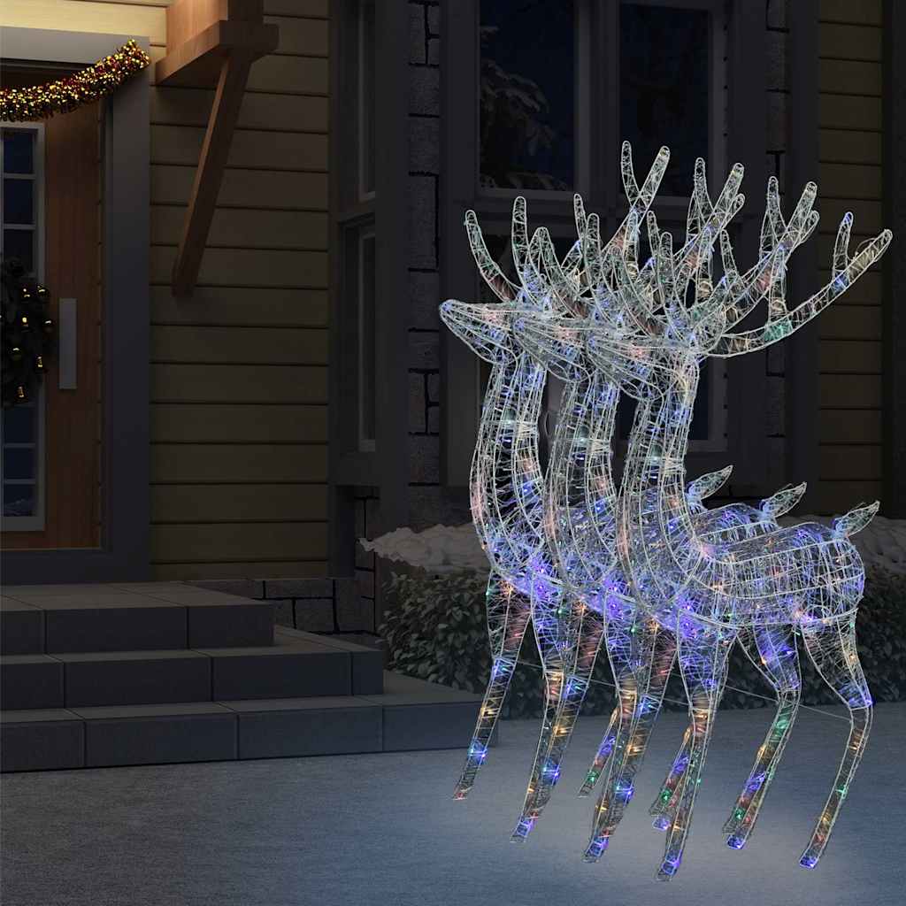 XXL Acrylic Christmas Reindeers 250 LED 3 pcs 180cm Multicolour
