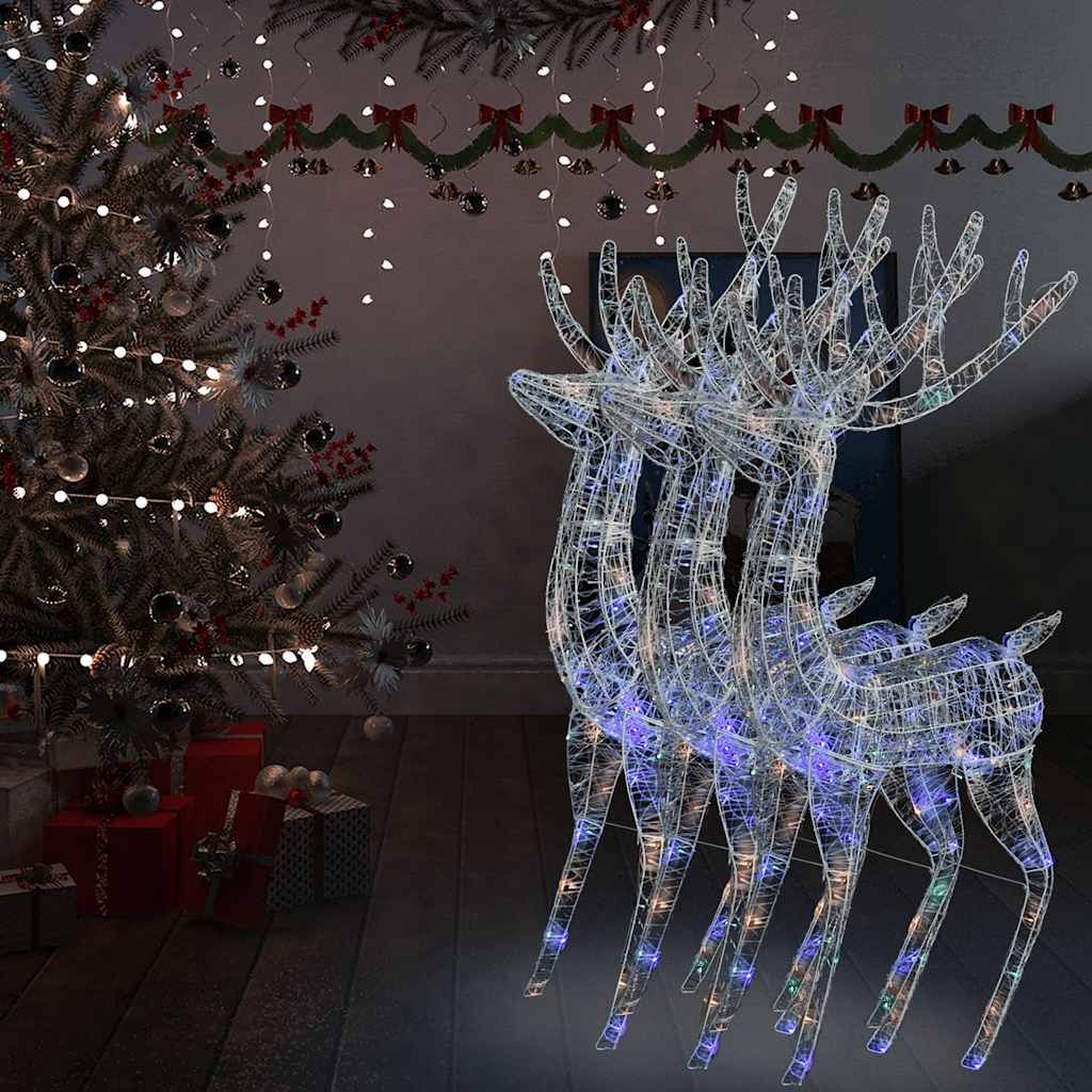 XXL Acrylic Christmas Reindeers 250 LED 3 pcs 180cm Multicolour