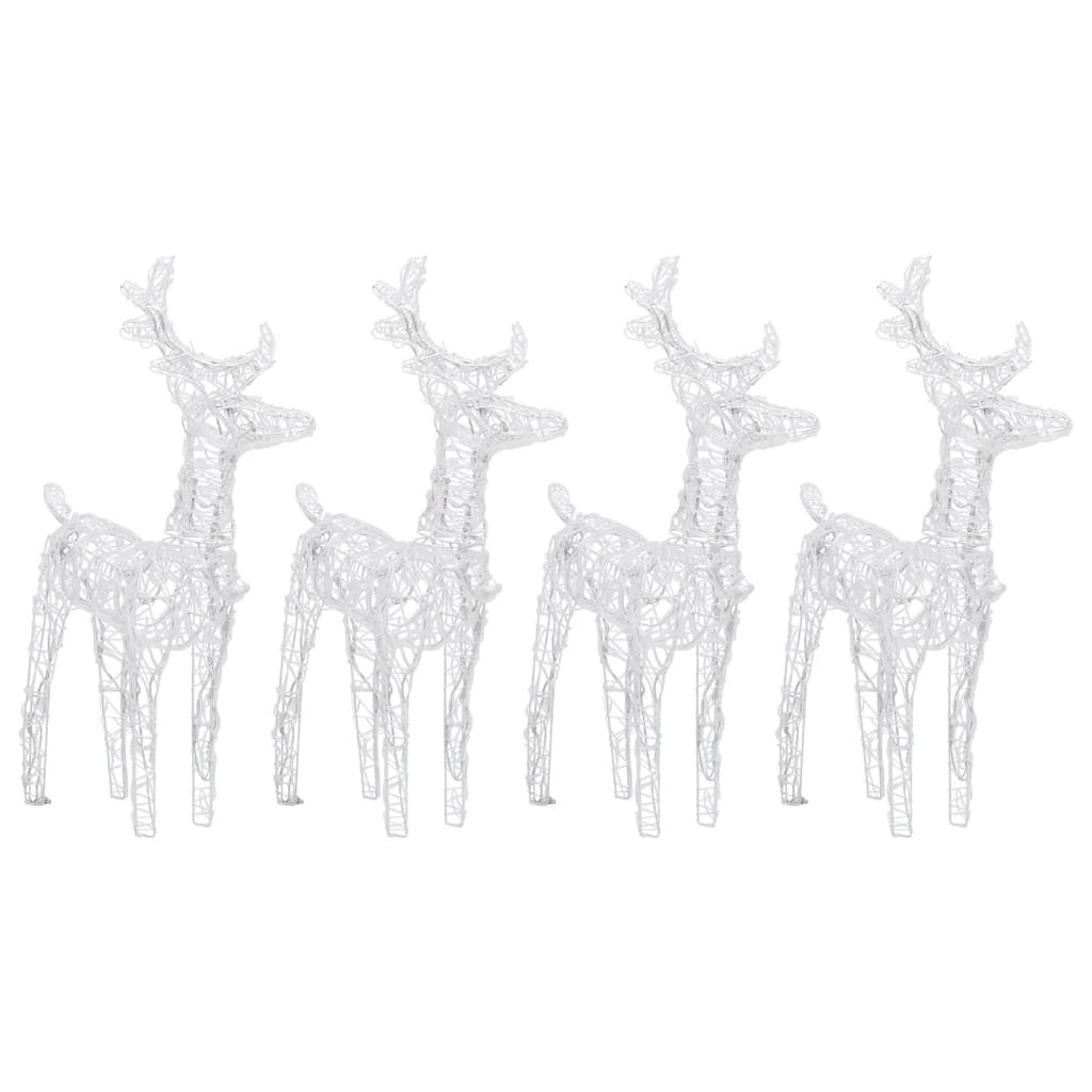 Christmas Reindeers 4 pcs Cold White 160 LEDs Acrylic