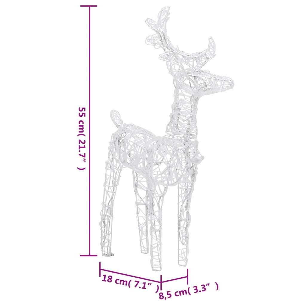 Christmas Reindeers 4 pcs Cold White 160 LEDs Acrylic