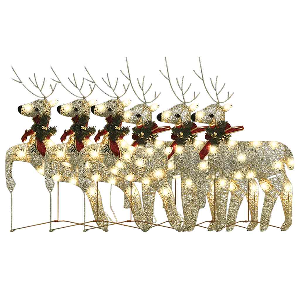 Christmas Reindeers 6 pcs Gold 120 LEDs
