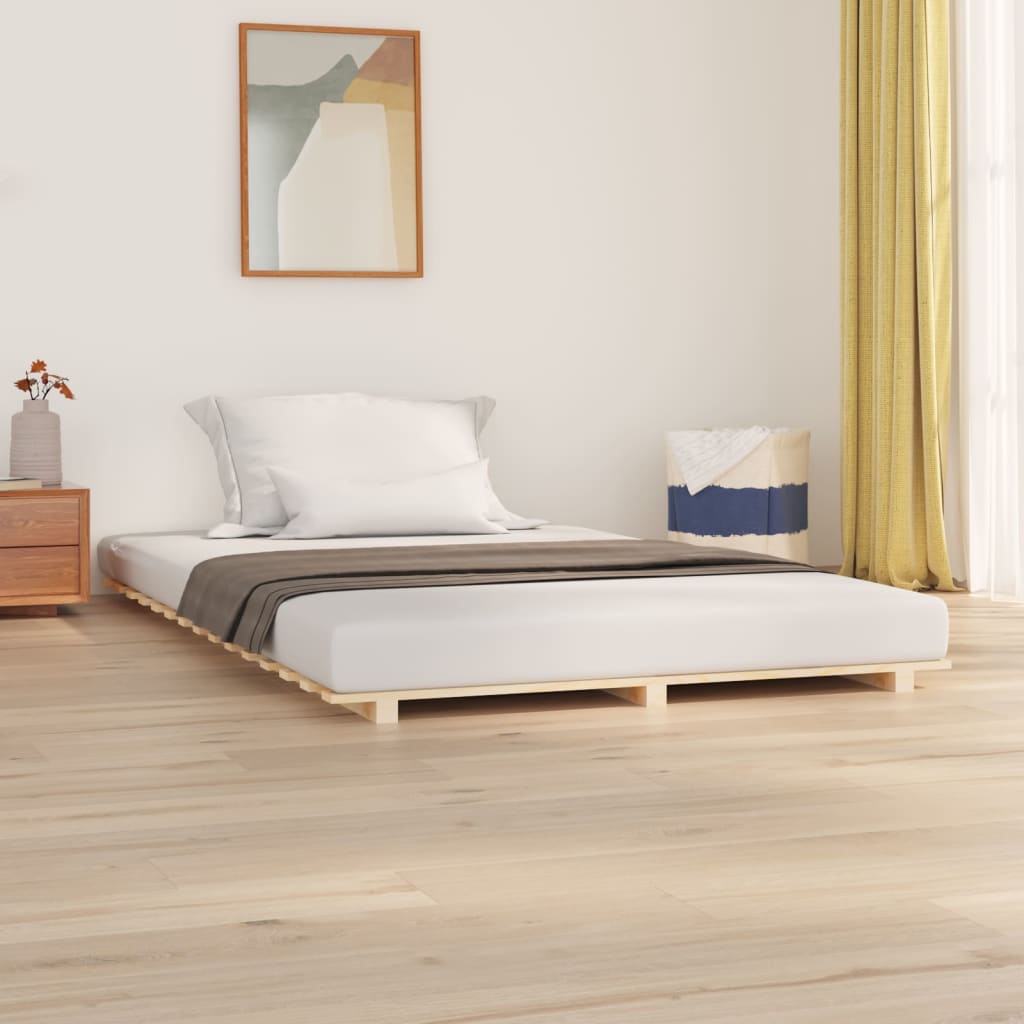 Bed Frame without Mattress 135x190 cm Solid Wood Pine