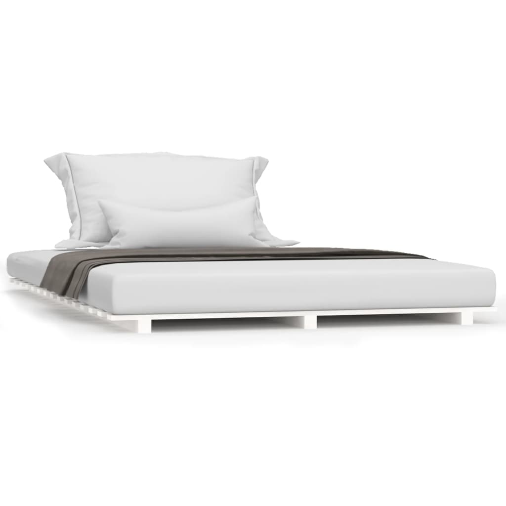 Bed Frame without Mattress White 135x190 cm Solid Wood Pine