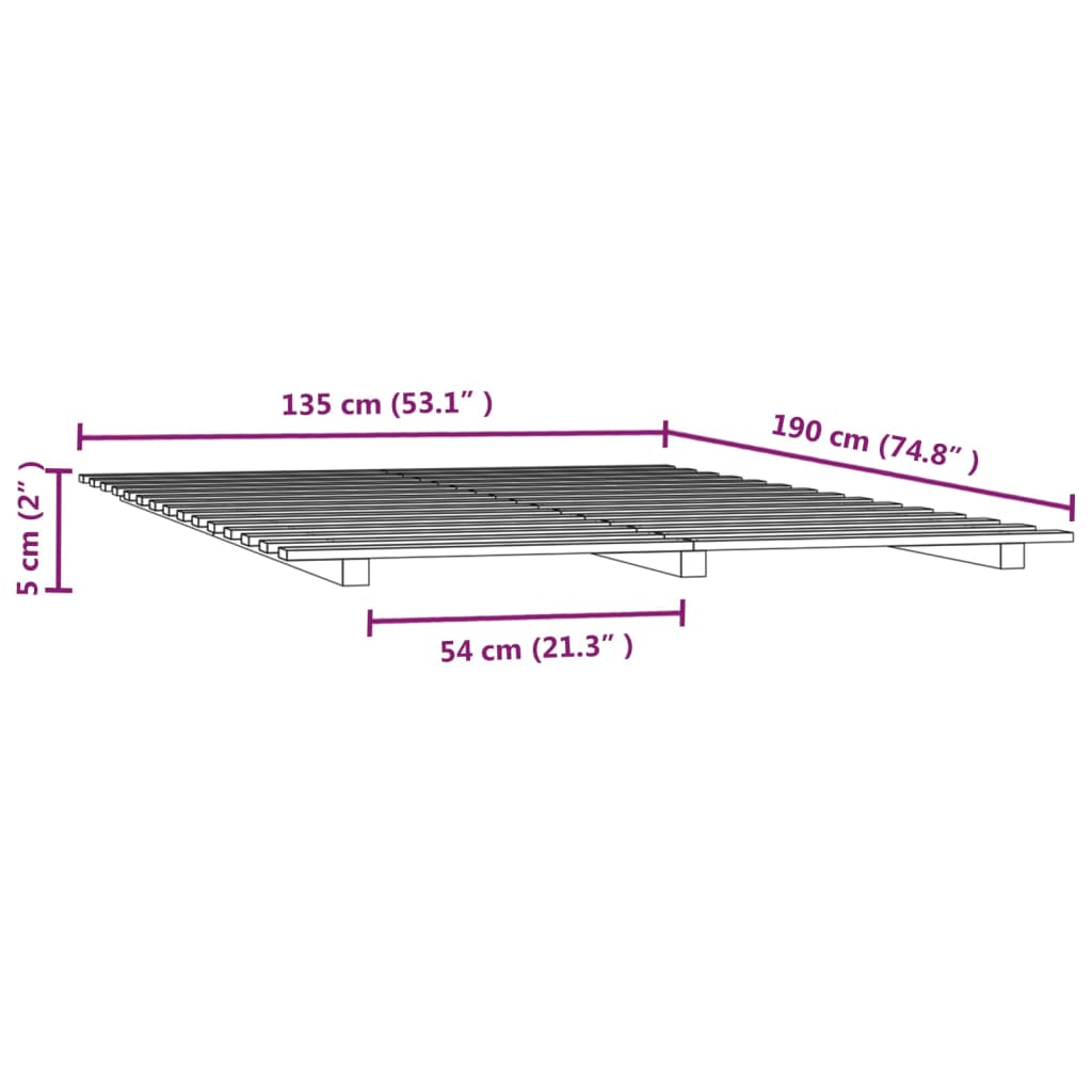 Bed Frame without Mattress White 135x190 cm Solid Wood Pine