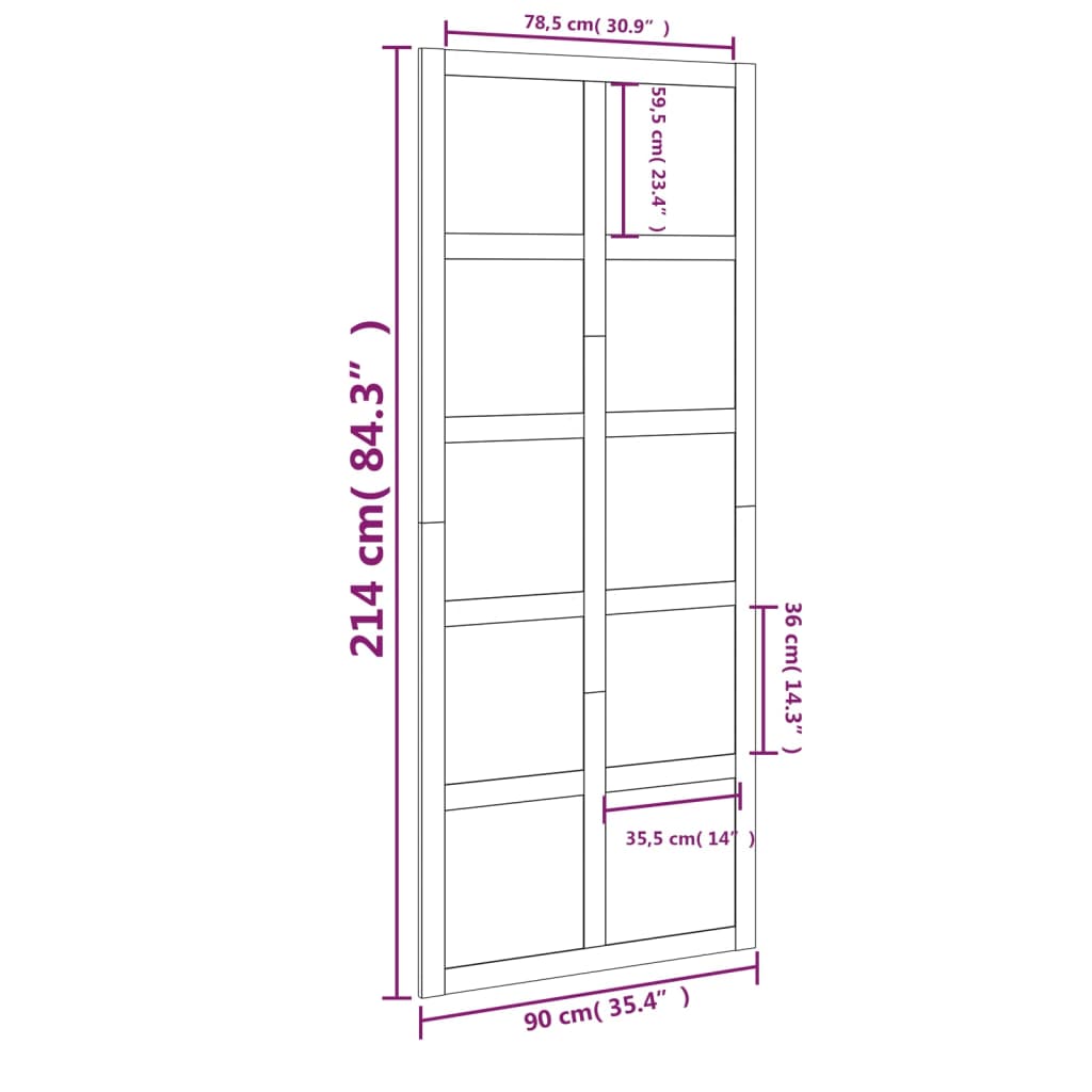 Barn Door White 90x1.8x214 cm Solid Wood Pine