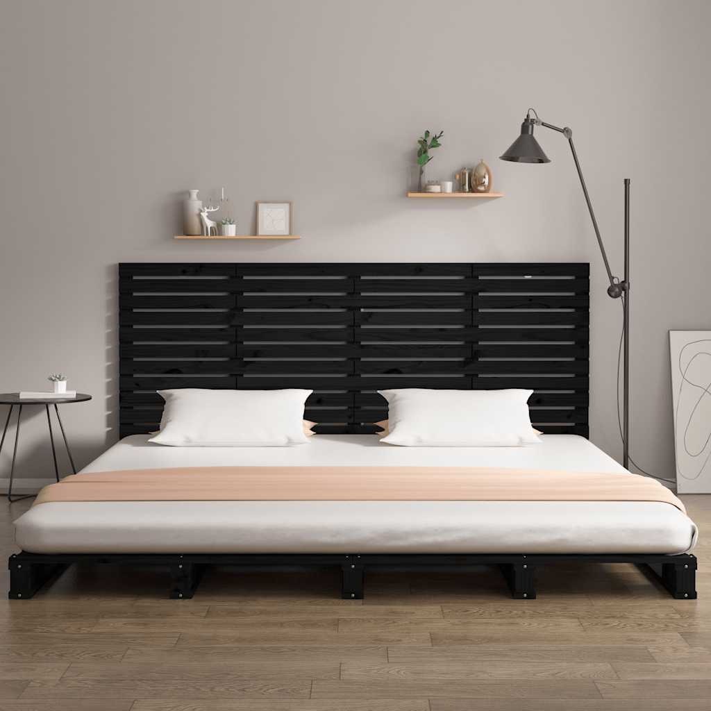 Wall Headboard Black 156 cm Solid Wood Pine