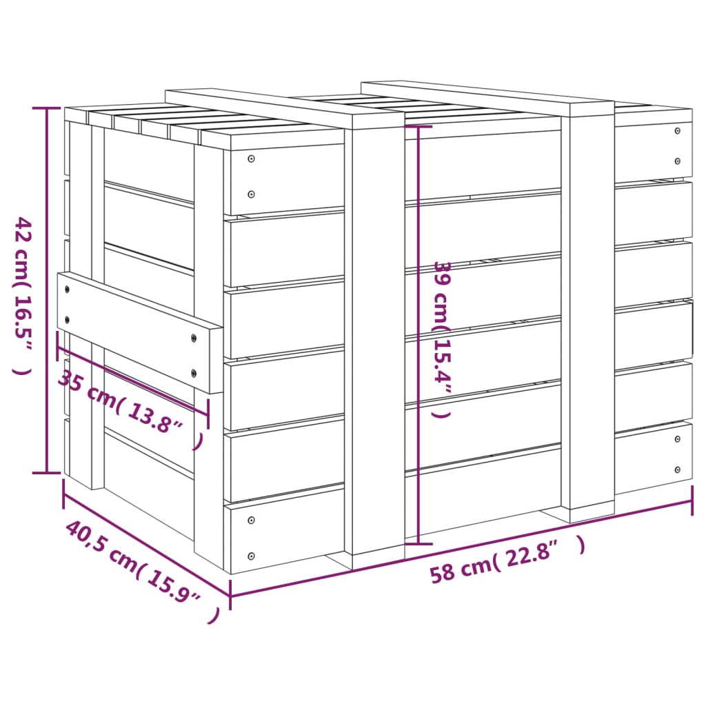 Storage Box Black 58x40.5x42 cm Solid Wood Pine