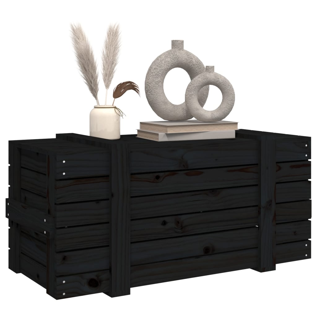 Storage Box Black 91x40.5x42 cm Solid Wood Pine