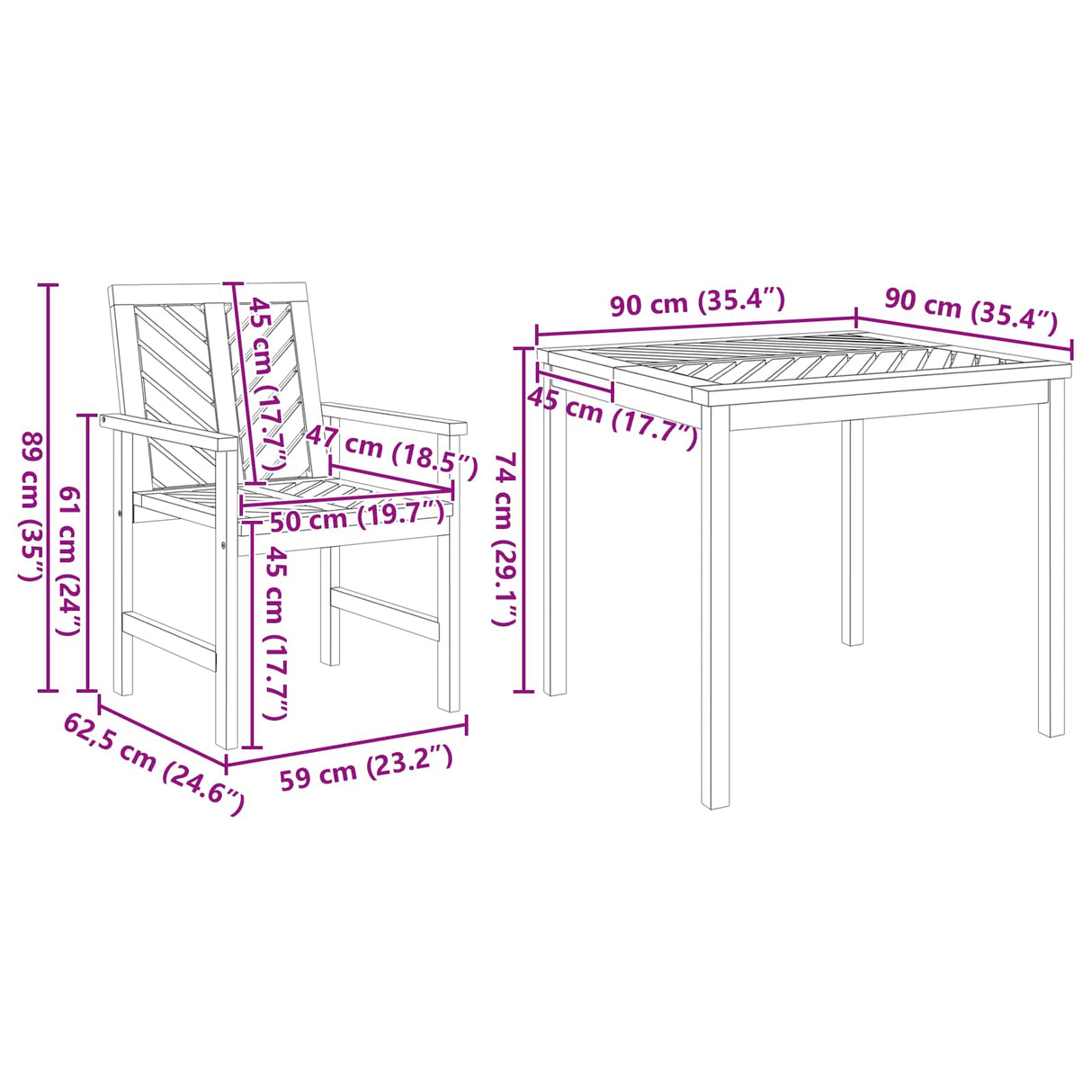 Garden Dining Set 3 pcs Brown Solid acacia wood