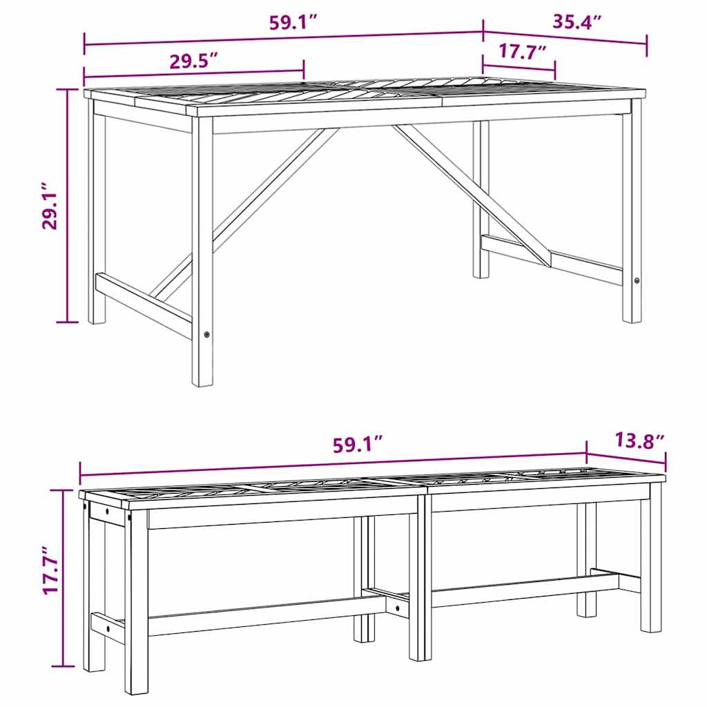 Garden Dining Set 3 pcs Brown 150 x 90 x 74 cm