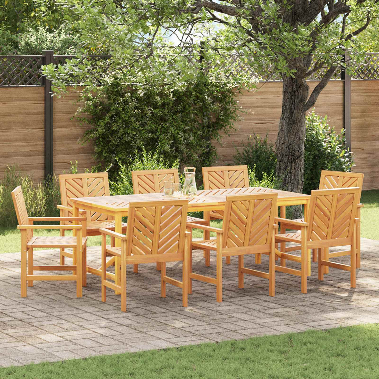 Garden Dining Set 9 pcs Brown Solid acacia wood