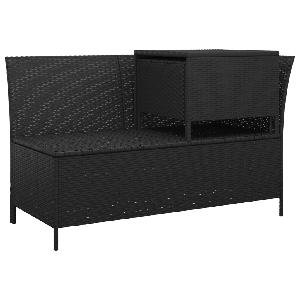 4 Piece Garden Lounge Set with Cushions Black Poly Rattan