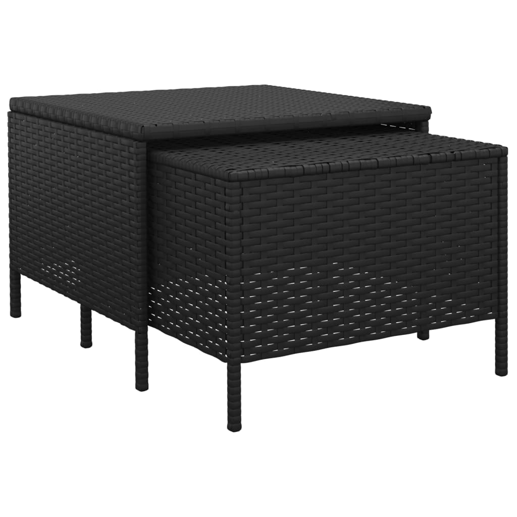 4 Piece Garden Lounge Set with Cushions Black Poly Rattan