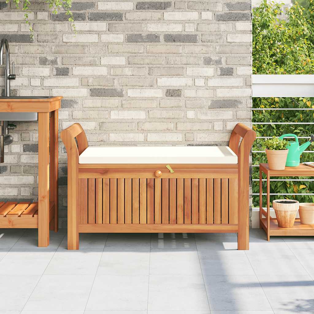 Garden Storage Bench with Cushion 91 cm Solid Wood Acacia