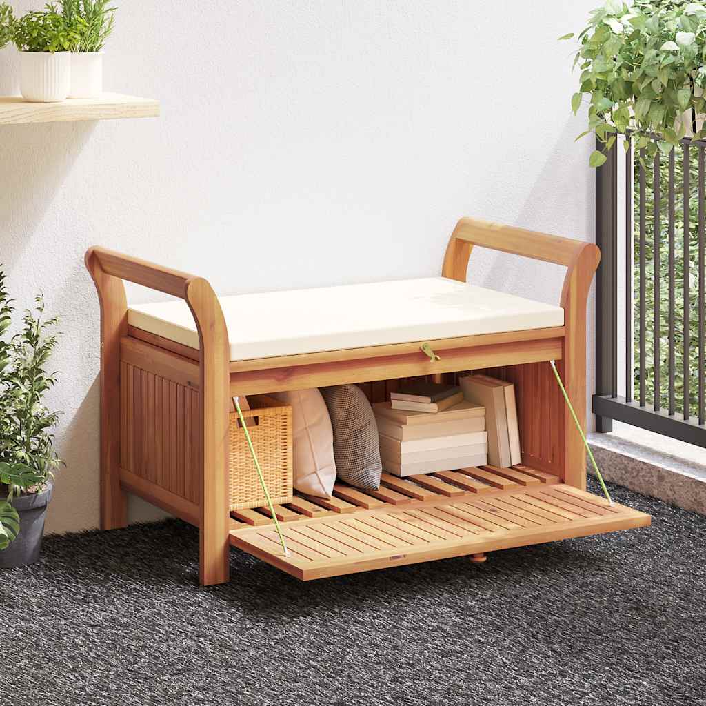 Garden Storage Bench with Cushion 91 cm Solid Wood Acacia