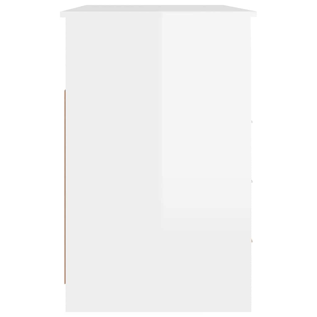 Desk with Drawers High Gloss White 102x50x76 cm Engineered Wood