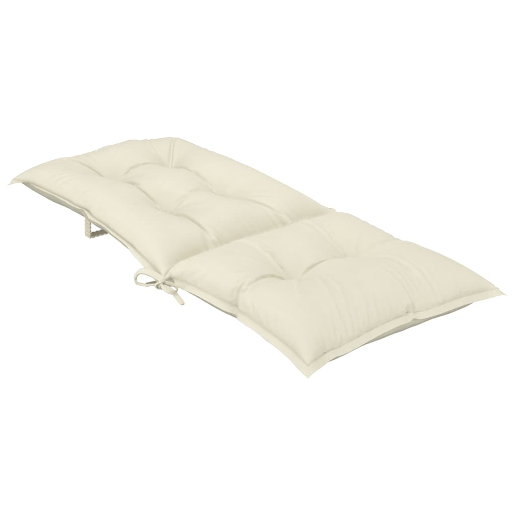 Garden Highback Chair Cushions 4 pcs Cream 120x50x7 cm Fabric