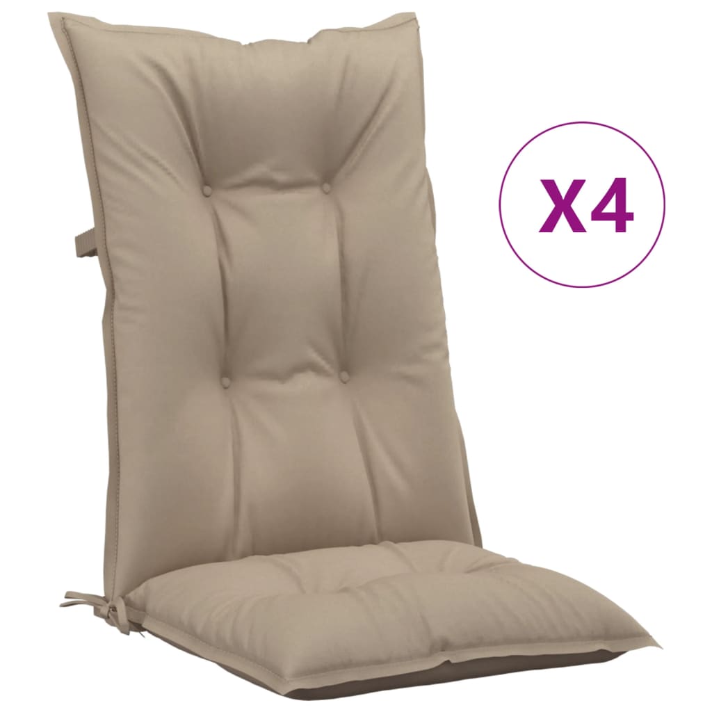Garden Highback Chair Cushions 4 pcs Taupe 120x50x7 cm Fabric