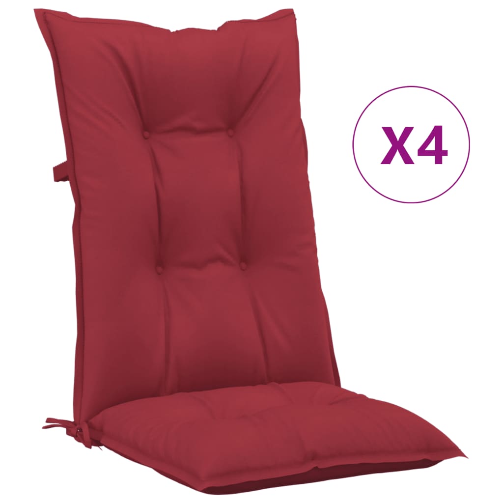 Garden Highback Chair Cushions 4 pcs Wine Red 120x50x7 cm Fabric