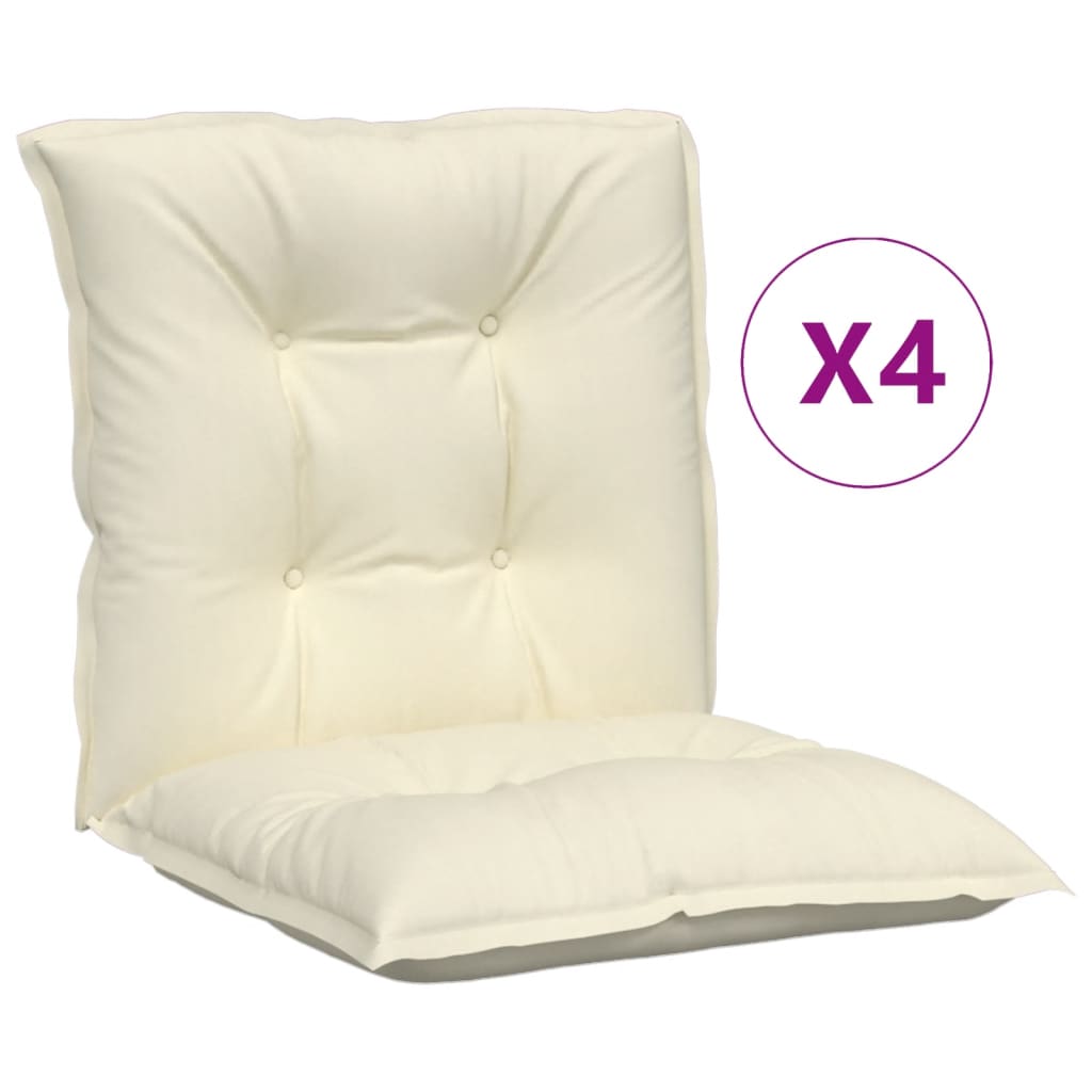 Garden Lowback Chair Cushions 4 pcs Cream 100x50x7 cm Fabric