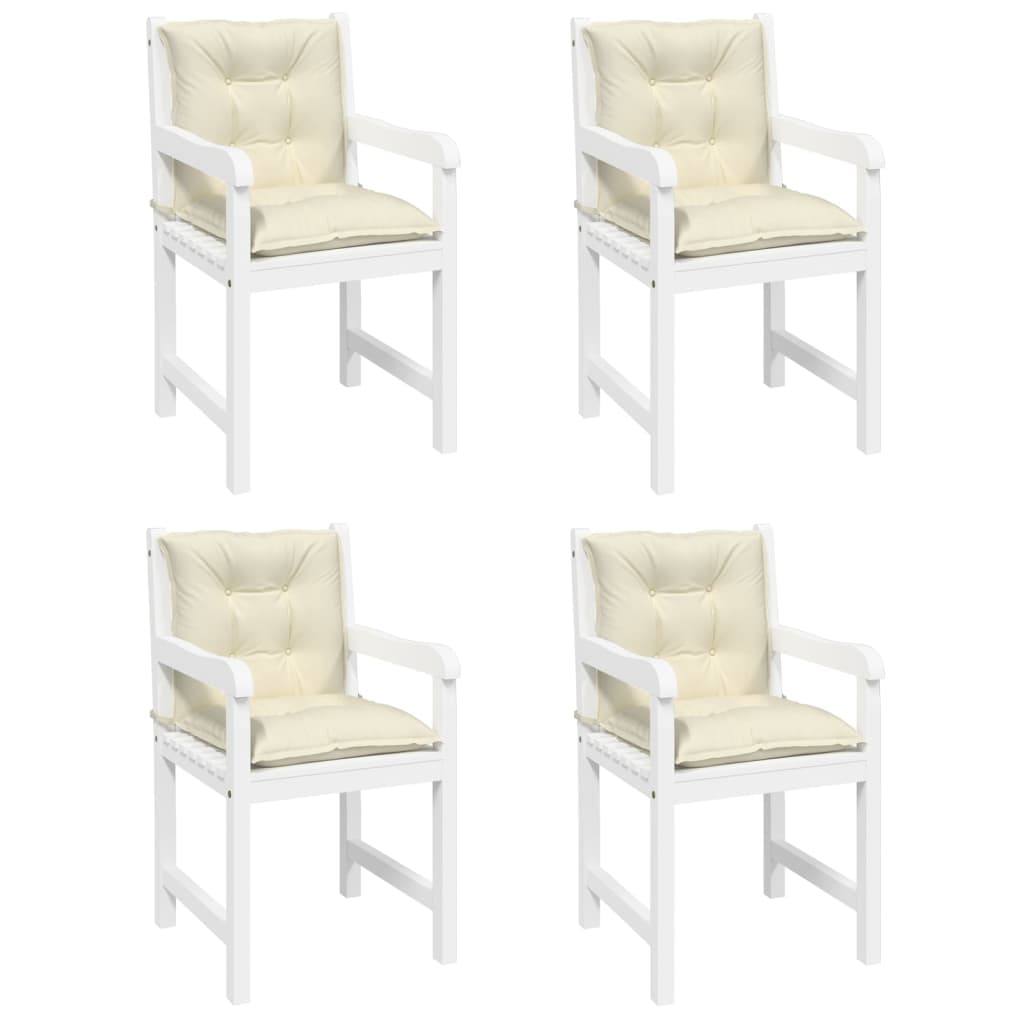 Garden Lowback Chair Cushions 4 pcs Cream 100x50x7 cm Fabric