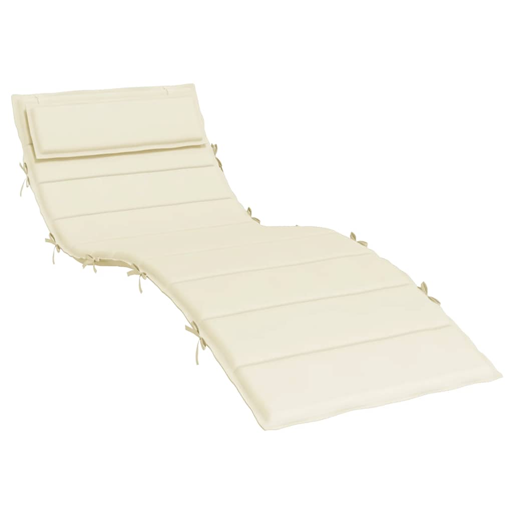 Sun Lounger Cushion Cream 180x60x4 cm Oxford Fabric