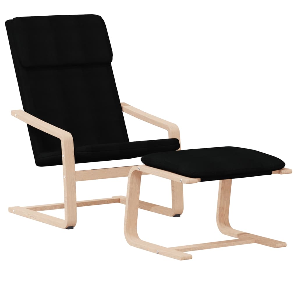 Relaxing Chair with Footstool Black Fabric