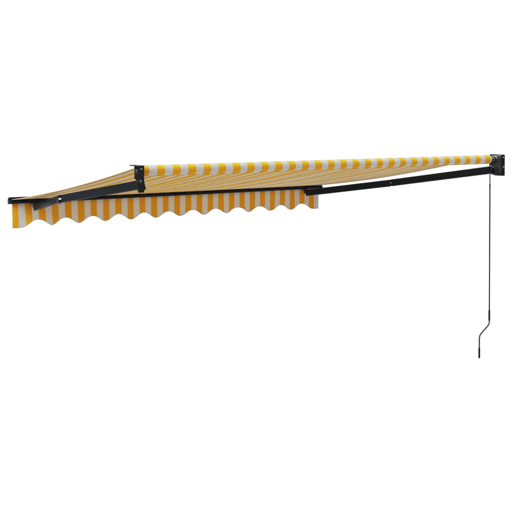 Retractable Awning Yellow and White 3,5x2,5 m Fabric and Aluminium