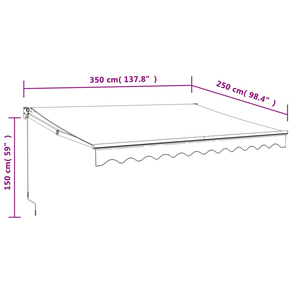 Retractable Awning Yellow and White 3,5x2,5 m Fabric and Aluminium