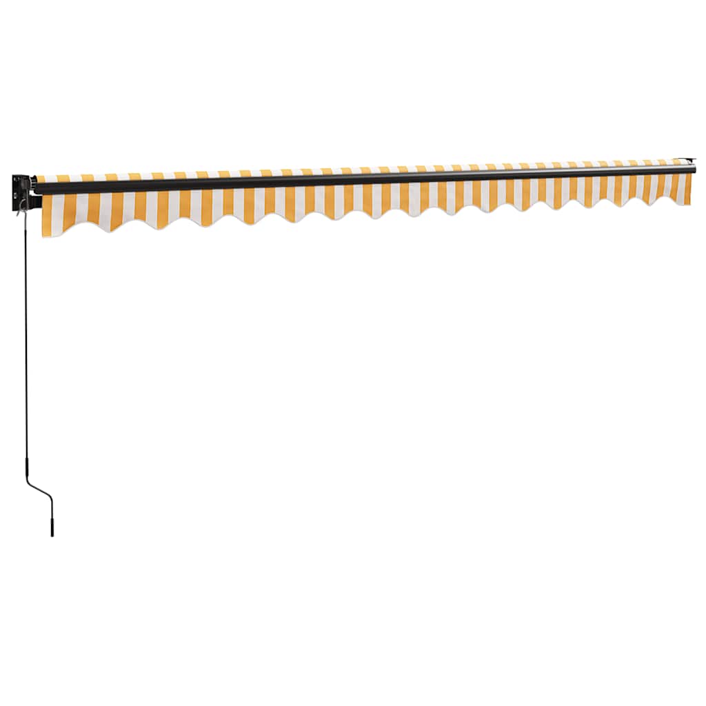 Retractable Awning Yellow and White 4x3 m Fabric and Aluminium
