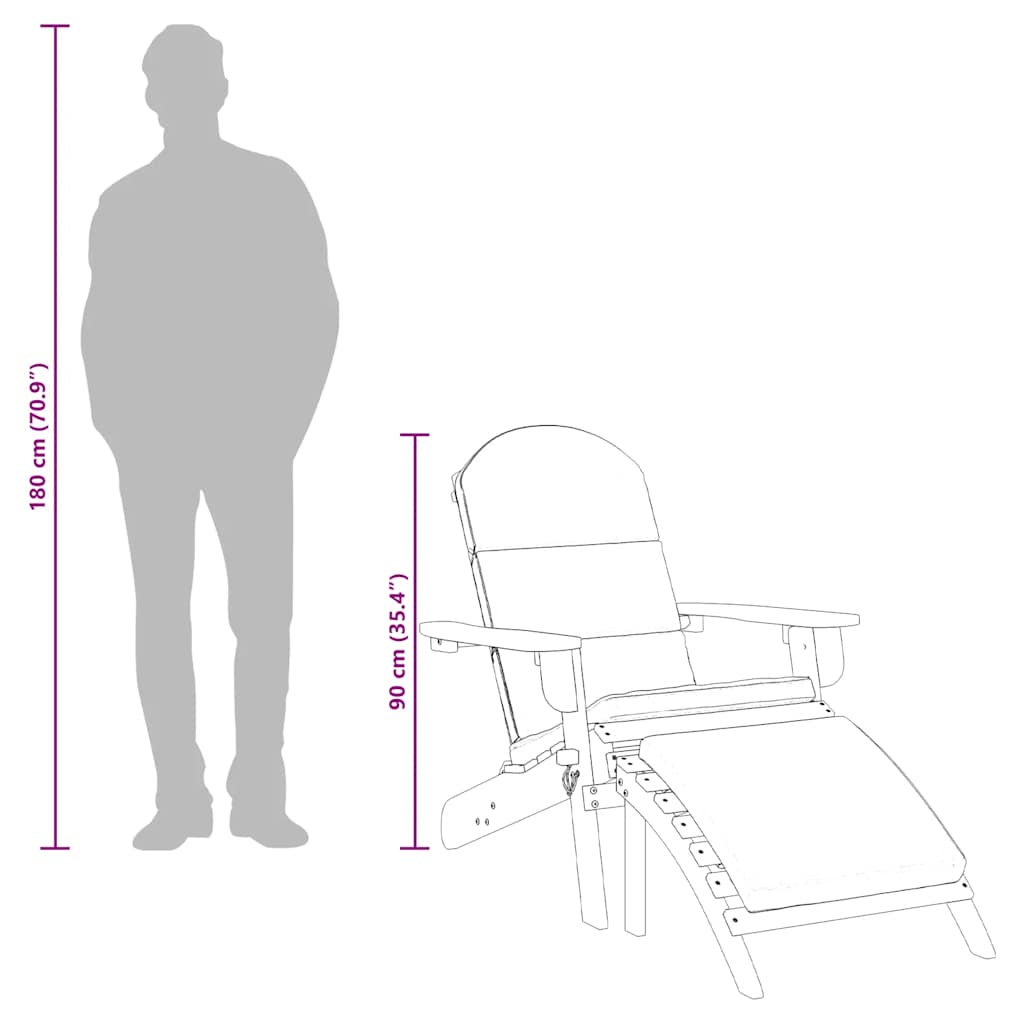 Adirondack Garden Chair with Footrest Solid Wood Acacia