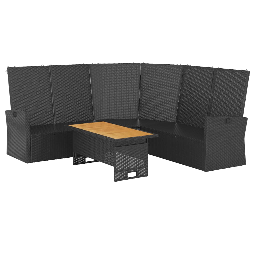 2 Piece Garden Lounge Set with Cushions Black Poly Rattan