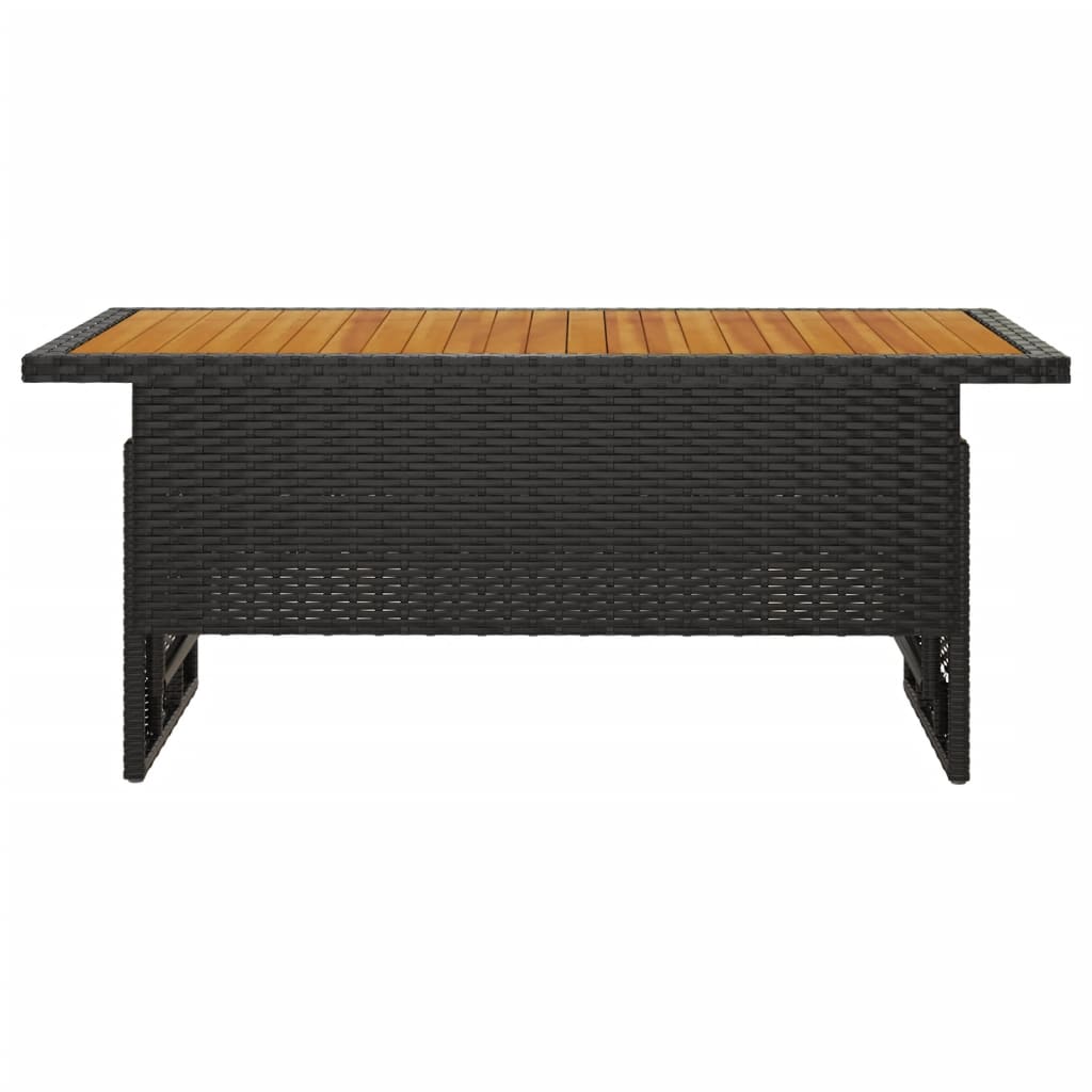 Garden Table Black 100x50x43/63cm Solid Wood Acacia&Poly Rattan