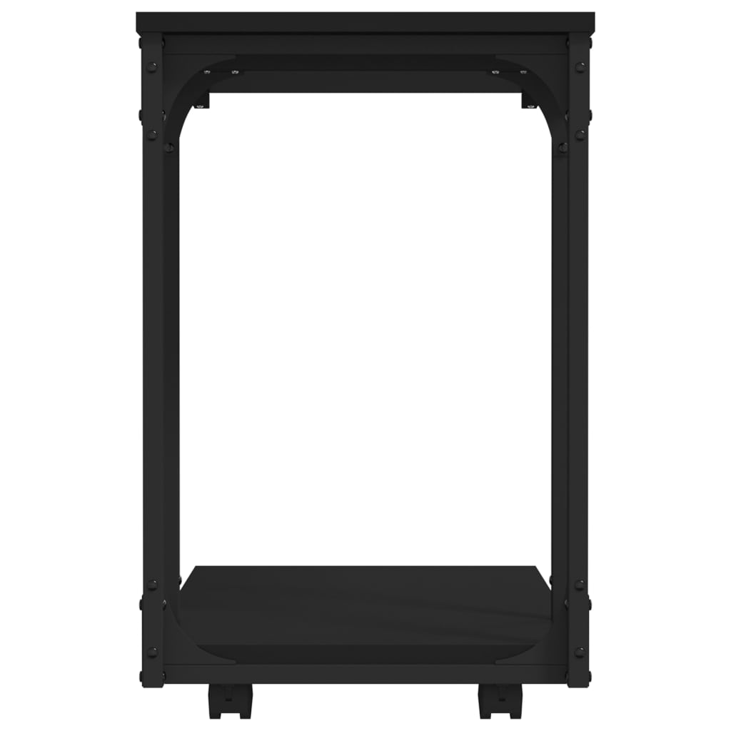 Side Table with Wheels Black 50x35x55.5cm Engineered Wood