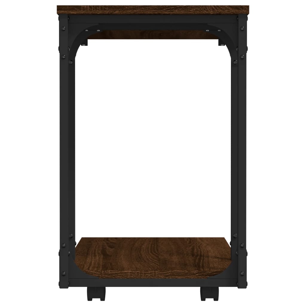 Side Table with Wheels Brown Oak 50x35x55.5cm Engineered Wood