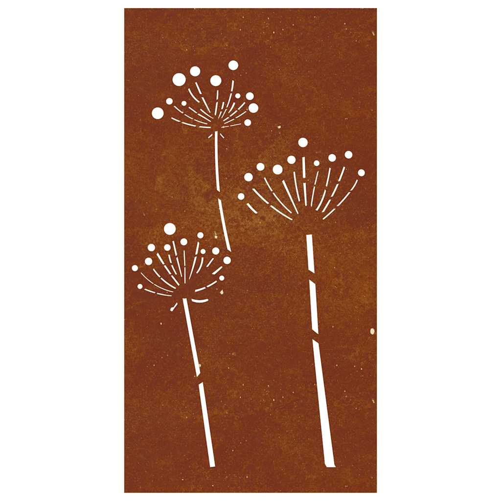 Garden Wall Decoration 105x55 cm Corten Steel Flower Design