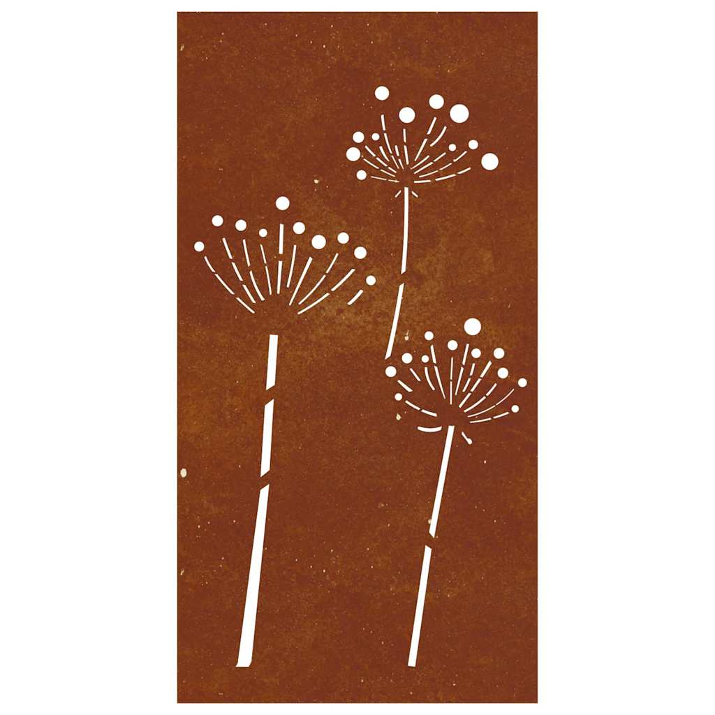 Garden Wall Decoration 105x55 cm Corten Steel Flower Design