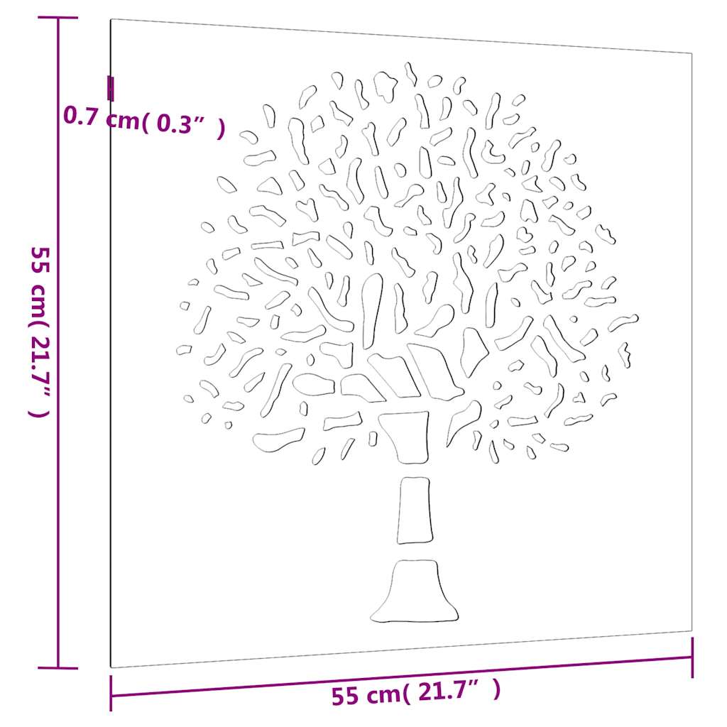 Garden Wall Decoration 55x55 cm Corten Steel Tree Design