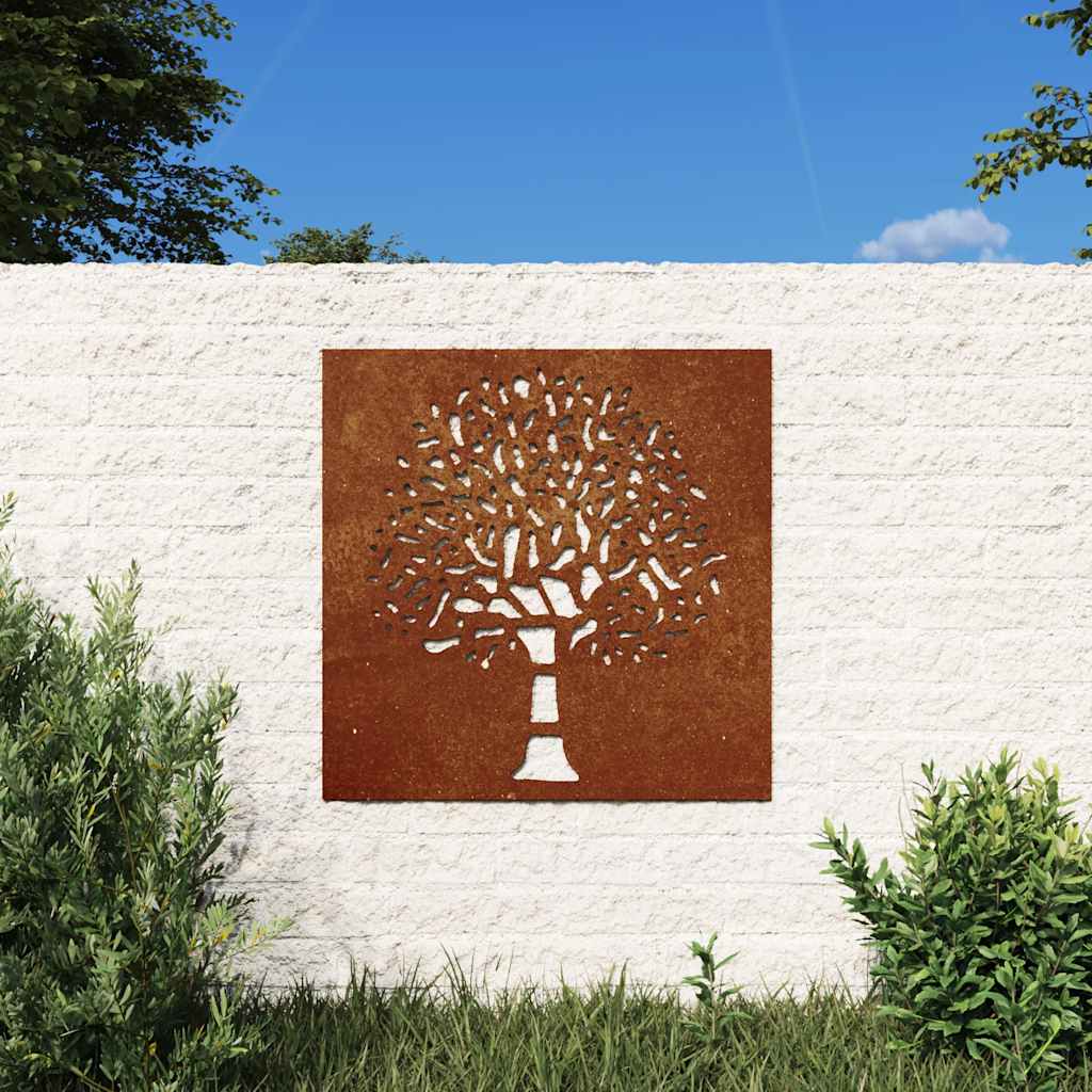 Garden Wall Decoration 55x55 cm Corten Steel Tree Design