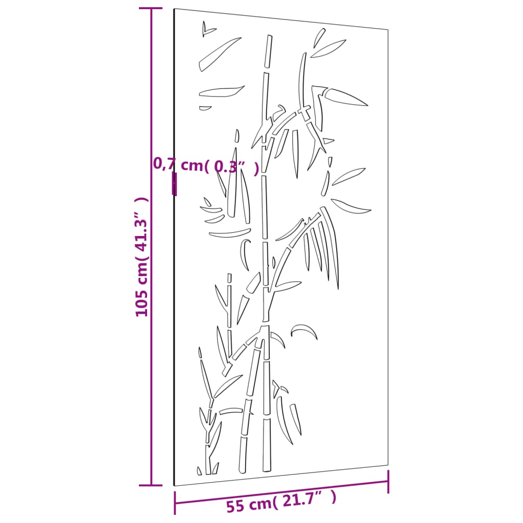 Garden Wall Decoration 105x55 cm Corten Steel Bamboo Design