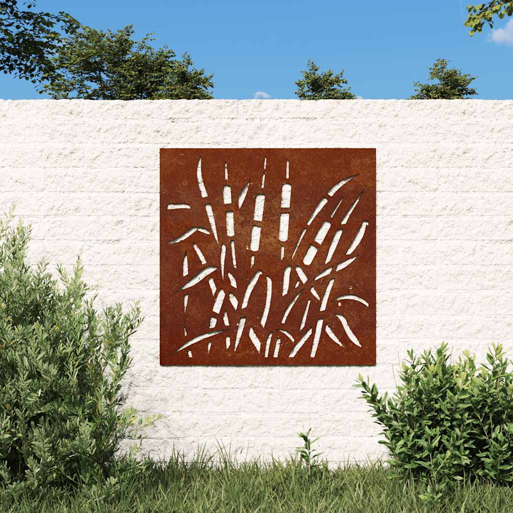 Garden Wall Decoration 55x55 cm Corten Steel Grass Design