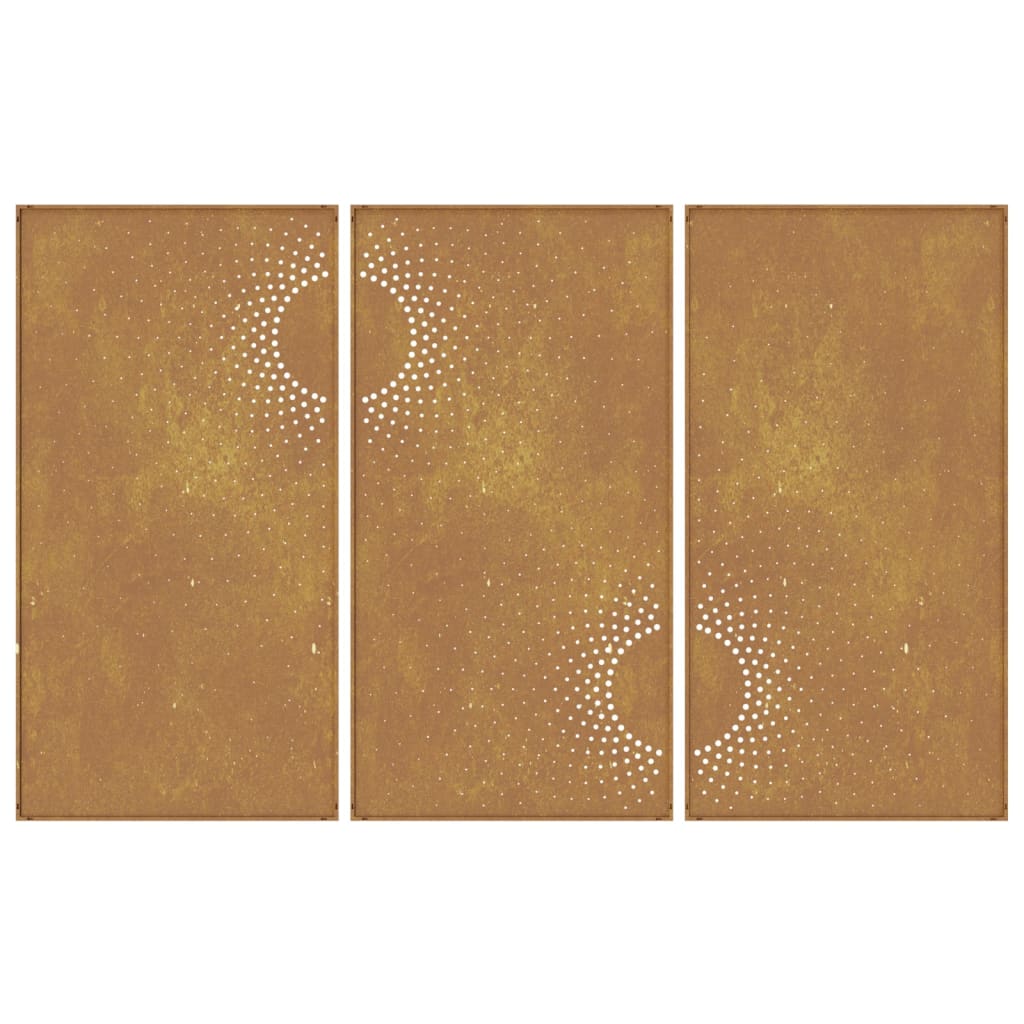 Garden Wall Decorations 3 pcs 105x55 cm Corten Steel Sun Design