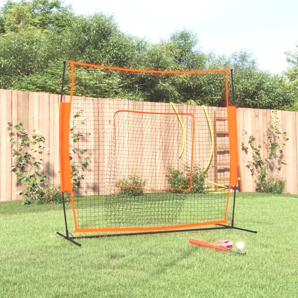 Portable Baseball Net Orange and Black 219x107x212 cm Steel and Polyester