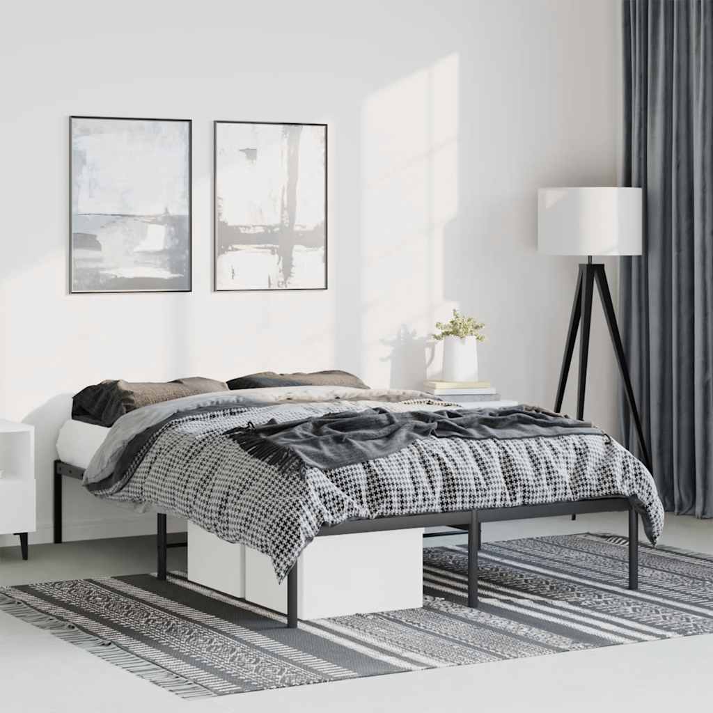 Metal Bed Frame without Mattress Black 135x190 cm