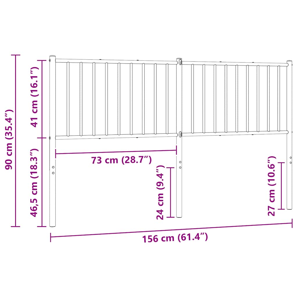 Metal Replace Headboard Black 150 cm