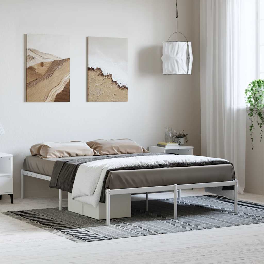 Metal Bed Frame without Mattress White 135x190 cm